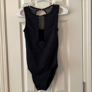 AinslieWear Black Mesh/Velvet Leotard